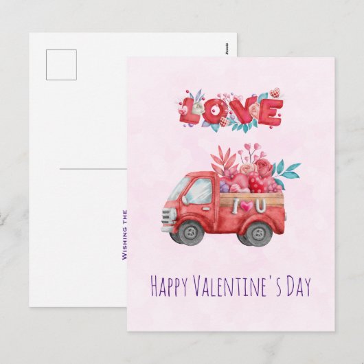 Cute Love Truck Carft Valentijn Goodies Feestdagenkaart (Voorkant / Achterkant)
