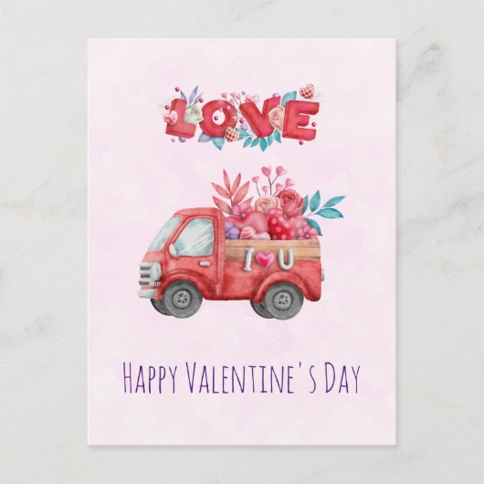 Cute Love Truck Carft Valentijn Goodies Feestdagenkaart (Voorkant)
