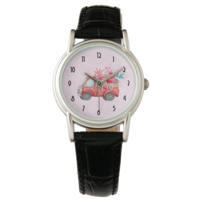 Cute Love Truck Carft Valentijn Goodies Horloge (Voorkant)