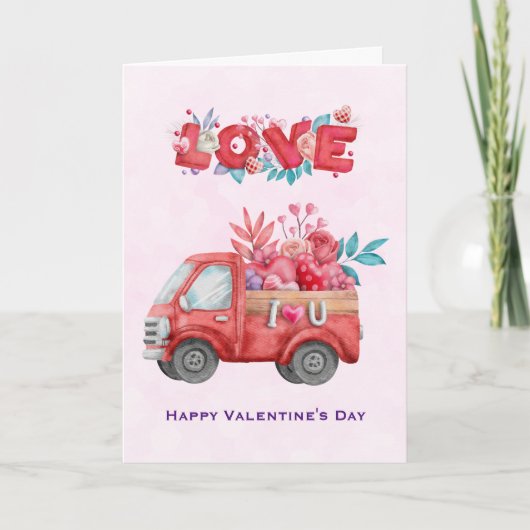 Cute Love Truck Carft Valentijn Goodies Kaart (Voorkant)