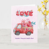 Cute Love Truck Carft Valentijn Goodies Kaart (Gele Bloem)