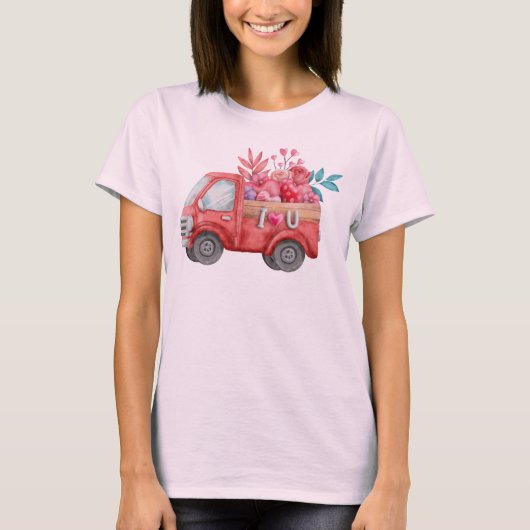 Cute Love Truck Carft Valentijn Goodies T-shirt (Voorkant)