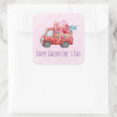 Cute Love Truck Carft Valentijn Goodies Vierkante Sticker (Tas)