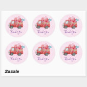 Cute Love Truck Hearts & Flowers Cargo Hartelijk d Ronde Sticker (Vel)