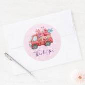 Cute Love Truck Hearts & Flowers Cargo Hartelijk d Ronde Sticker (Envelop)