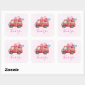 Cute Love Truck Hearts & Flowers Cargo Hartelijk d Vierkante Sticker (Vel)