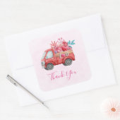 Cute Love Truck Hearts & Flowers Cargo Hartelijk d Vierkante Sticker (Envelop)