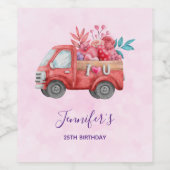 Cute Love Truck met Cargo Waterverf Birthday Wijn Etiket (Enkel label)
