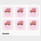 Cute Love Truck met hartvracht Birthday Vierkante Sticker (Vel)