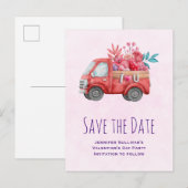 Cute Love Truck met Heart Cargo Save the Date Uitnodiging Briefkaart (Voorkant / Achterkant)