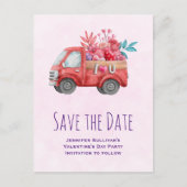 Cute Love Truck met Heart Cargo Save the Date Uitnodiging Briefkaart (Voorkant)