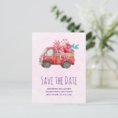 Cute Love Truck met Heart Cargo Save the Date Uitnodiging Briefkaart (Staand voorkant)