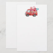 Cute Love Truck met Heart Cargo Waterverf (Voorkant / Achterkant)