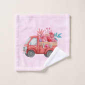Cute Love Truck met Heart Cargo Waterverf Bad Handdoek (Wasdoekje)