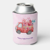Cute Love Truck met Heart Cargo Waterverf Blikjeskoeler (Blikje Achterkant)