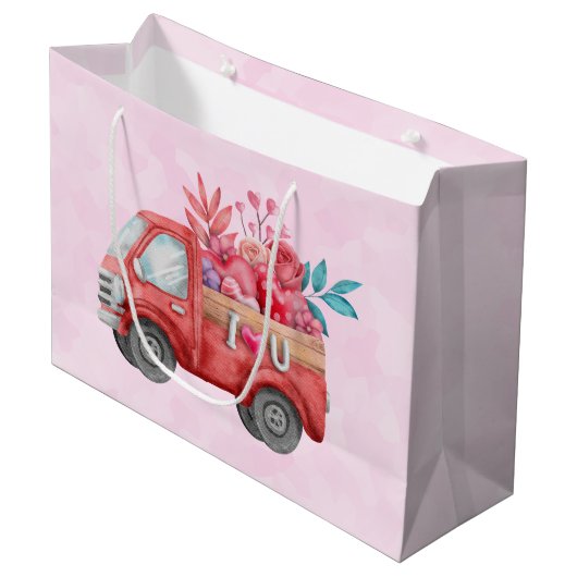 Cute Love Truck met Heart Cargo Waterverf Groot Cadeauzakje (Voorkant Gekanteld)