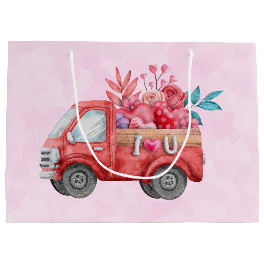 Cute Love Truck met Heart Cargo Waterverf Groot Cadeauzakje (Achterkant)