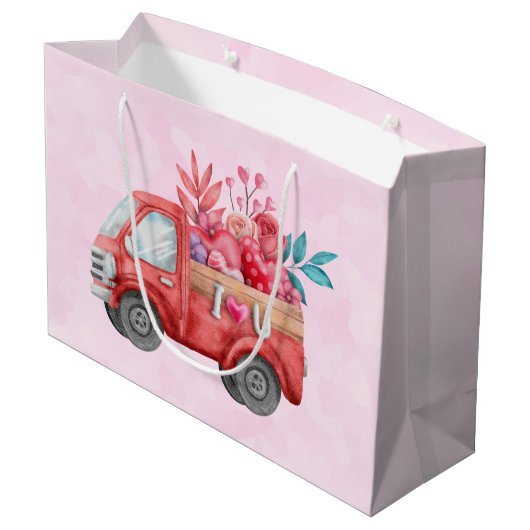 Cute Love Truck met Heart Cargo Waterverf Groot Cadeauzakje (Achterkant Gekanteld)