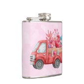 Cute Love Truck met Heart Cargo Waterverf Heupfles (Rechts)