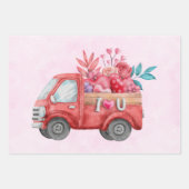 Cute Love Truck met Heart Cargo Waterverf Inpakpapier Vel (Voorkant 2)