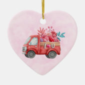 Cute Love Truck met Heart Cargo Waterverf Keramisch Ornament (Voorkant)