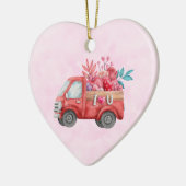 Cute Love Truck met Heart Cargo Waterverf Keramisch Ornament (Links)