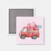 Cute Love Truck met Heart Cargo Waterverf Magneet (Voorkant / Achterkant)