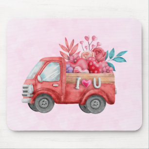 Cute Love Truck met Heart Cargo Waterverf Muismat