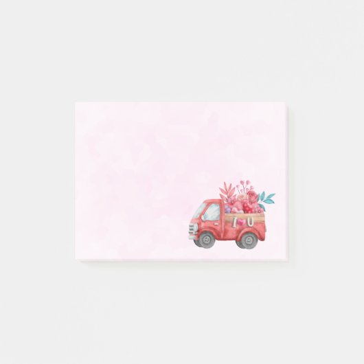 Cute Love Truck met Heart Cargo Waterverf Post-it® Notes (Voorkant)