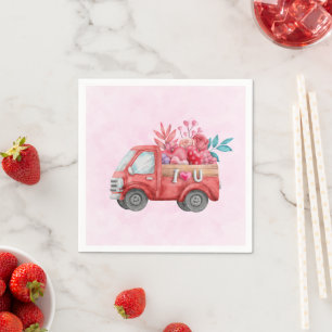 Cute Love Truck met Heart Cargo Waterverf Servet