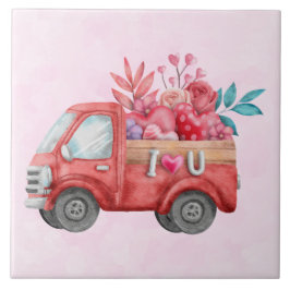 Cute Love Truck met Heart Cargo Waterverf Tegeltje