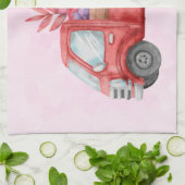Cute Love Truck met Heart Cargo Waterverf Theedoek (Gevouwen)