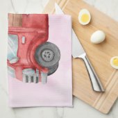 Cute Love Truck met Heart Cargo Waterverf Theedoek (Quarter Fold)