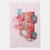 Cute Love Truck met Heart Cargo Waterverf Theedoek (Verticaal)