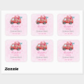 Cute Love Truck met Hearts & Flowers Candle Biz Vierkante Sticker (Vel)