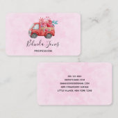 Cute Love truck op roze achtergrond Visitekaartje (Voorkant / Achterkant)