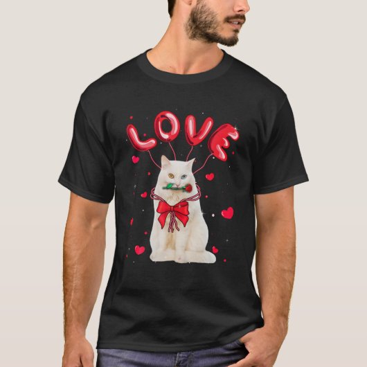 Cute Love Turkey Angora Cat Valentijn Pet Cat Lov T-shirt (Voorkant)