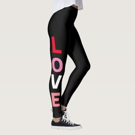 Cute Love Typography Red Pink Black Valentijns Leggings (Rechts)