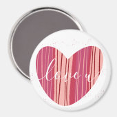 Cute Love U Roze Textured Heart Magnet (Voorkant / Achterkant)