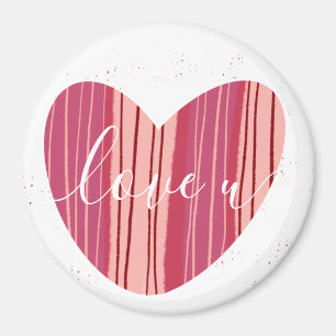 Cute Love U Roze Textured Heart Magnet