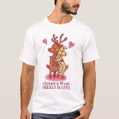 Cute Love Valentijnsdag Deer Couple Custom Text T-shirt (Voorkant)