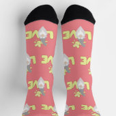 Cute love Valentijnsdag Gnome Pink Yellow Grey Sokken (Top)