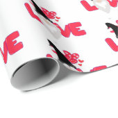 Cute love Valentijnsdag Gnome Red Black White Cadeaupapier (Rol Hoek)