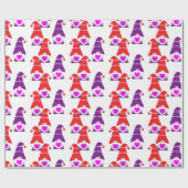 Cute love Valentijnsdag Gnome Red Black White Wra Cadeaupapier (Vlak)