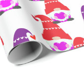 Cute love Valentijnsdag Gnome Red Black White Wra Cadeaupapier (Rol Hoek)
