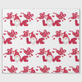 Cute love Valentijnsdag Gnome Red Wrapping Cadeaupapier (Vlak)