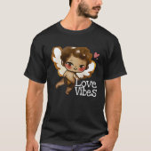 Cute Love Vibes Black Brown Angel Inspirerend W T-shirt (Voorkant)