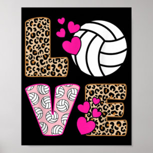 Cute Love Volleyball Leopard Print Women Vo