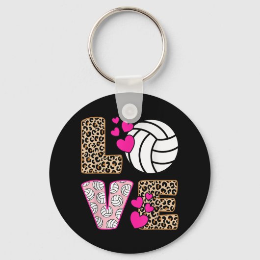 Cute Love Volleyball Leopard Print Women Vo Sleutelhanger (Voorkant)