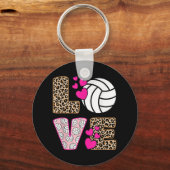 Cute Love Volleyball Leopard Print Women Vo Sleutelhanger (Voorkant)